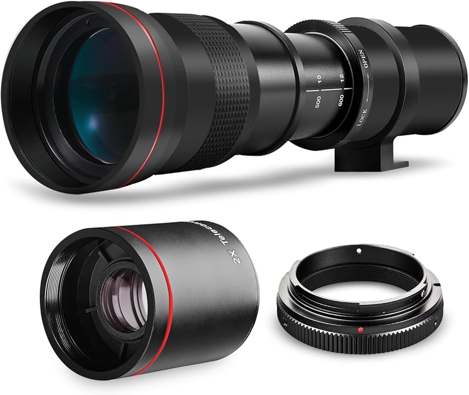 High-Power 420-1600mm f/8 HD Manual Telephoto Zoom Lens for Canon EOS 