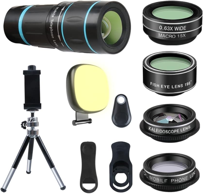 6-in-1 Phone Camera Lens Kit with LED Light & Remote Shutter for iPhon
