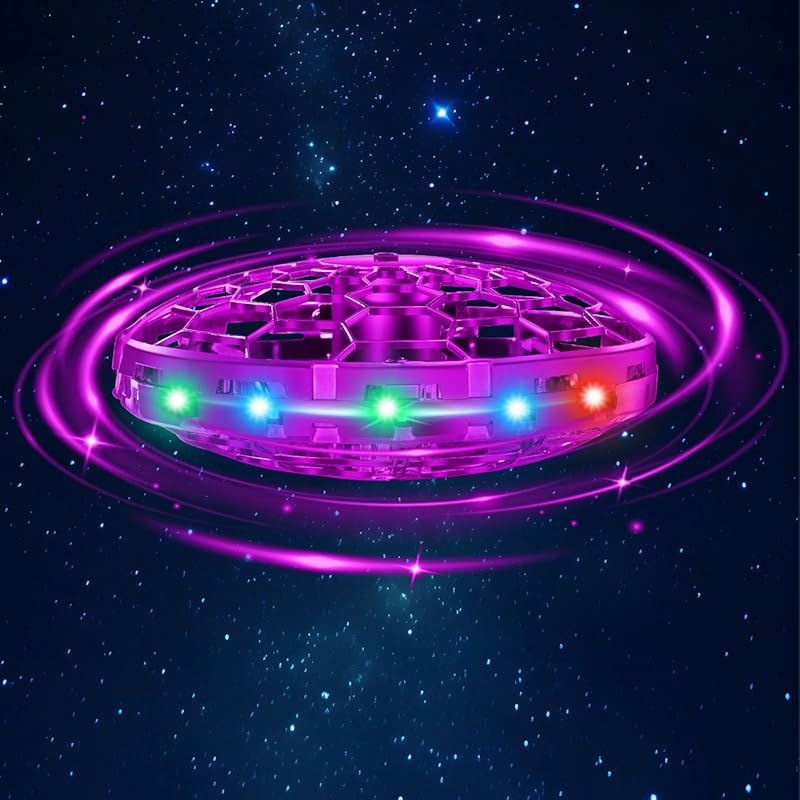 Hand Operated Flying Toy Drone for Kids, 360° Hands Free LED Mini Dron