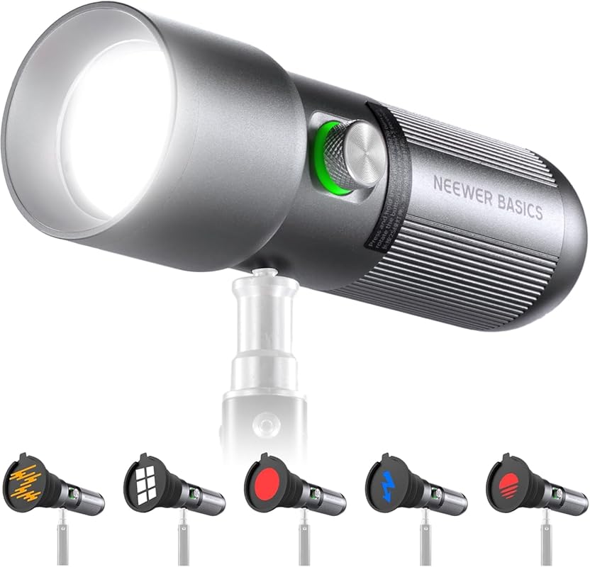 NEEWER Basics RGB LED Video Spotlight with 4 Colors, 20 GOBOs & 7500mA