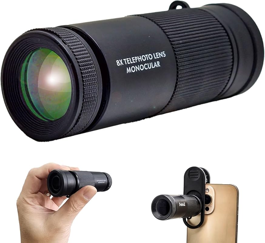 FotoZ 8X Monocular Telescope with Universal Clip & Storage Bag for Sma